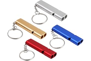 WOLMIK Silbato de emergencia, silbato de supervivencia de emergencia, silbatos de seguridad de doble tubo, 4 silbatos de seguridad de supervivencia con llavero para navegación, al aire libre, camping,