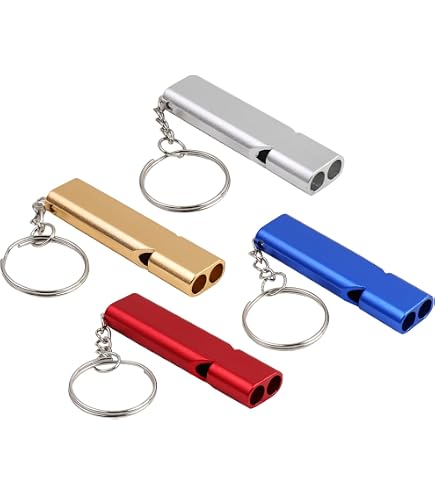 Lot De 3 Sifflets De Survie Double Tube - Métal, 160 DB, Pour Randonnée, Camping, Urgence (Argent, Or, Rouge)