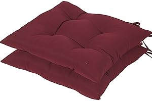 HAMO Garden Chair Cushions Outdoors Seat Pads, Set of 2, 45x50 cm, 18x20 inches (Burgundy)