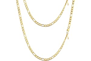 PROSTEEL Collana Catena Semplice da Uomo a Modello Maglia Figaro 3+1, 4 6 9 13 mm di larghezza, Acciaio Inossidabile/Placcato Oro 18K, Colore Argento Oro Nero(Confezione Regalo)