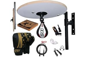 SOO Kids & Adult Adjustable Platform Boxing Speedball Punch Speed Ball Bag Wall Mount Hanging Bracket Stand Frame Swivel Punching Training Set