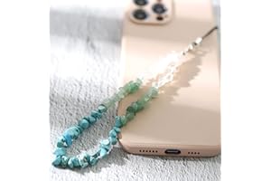 Duories Chaîne de téléphone portable en cristal naturel gradient - Dragonne universelle pour téléphone portable - Breloque pour téléphone portable - Chaîne de téléphone portable - Bijou de téléphone