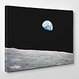 Earth Rising - Framed Canvas Art Print - moon earth space universe lunar, 36x24 inches / 91x61x3.8 cm