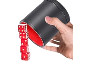 kitchen-dream Coupe à dés en Cuir, Coupe à dés Professionnelle, Coupe à dés en Cuir insonorisée avec 5 dés Rouges Idéal pour Les Jeux de Divertissement, Bar, Voyage, fête (Noir)