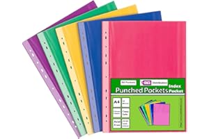 E&A DISTRIBUTION LIMITED A4 Clear Plastic Punched Pockets Filing Folders Wallets Sleeves Document Files (Punched Pockets Colour 50)