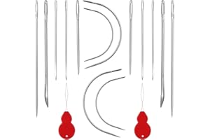 SAVITA 14 Pièces Aiguilles à Coudre, Plusieurs Styles Aiguille à Broder Aiguilles Émoussées Aiguilles Incurvées avec 2 Pièces Enfile Aiguilles pour Tapisserie Tapis Cuir Toile Réparation