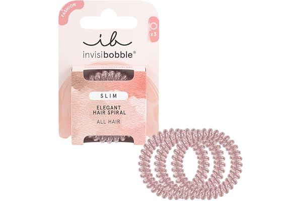 Invisibobble élastiques Slim Pink Monocle I Elastiques en spirale pour filles et femmes I Tenue forte et respect des cheveux I Anti-casse I 3 pièces designed in Germany