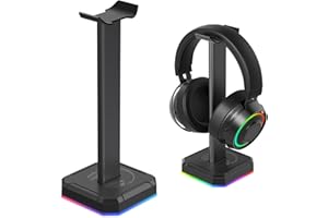 TuparGo Headphone Stand with Single Rolling RGB Light for Desk PC Gaming Headset,Aluminum Alloy Connecting Rod and Non-Slip Rubber Pad, Suitable for All Over -Ear Headphone