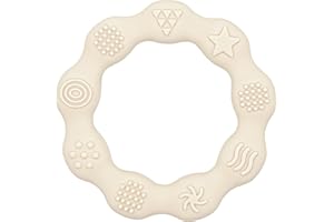 BOSKO Beißring Baby aus Silikon - Greifling, Beißspielzeug für Babys | BPA-frei | Beissring Zahnungshilfe, Hellbeige