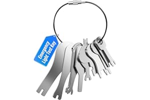 KUTIXTH Emergency Light Test Key Set, Premium Stainless Steel Construction with Upgraded Braided Key Ring, Fish Key Set for Emergency Lighting Testing (11 Pieces)