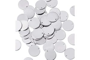 PH PANDAHALL PandaHall 50 pièces en acier inoxydable plat rond blanc estampage étiquette pendentifs 23x1mm métal étiquettes vierges charmes pour la fabrication de bijoux à bricoler soi-même