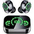 KASTWAVE Wireless Earbuds, Bluetooth 5.3 in Ear Headphones Built-in Microphon, HiFi Stereo Sound, LCD Recharger Case, in-Ear Headphones with LED Display Touch Control, for Sports, Work, Gym(Black)