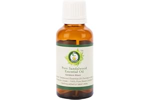 R V Essential Huile essentielle de bois de santal pur 5ml (0.169oz) - Santalum Album (100% Pur et naturelle Distillée vapeur) Pure Sandalwood Essential Oil