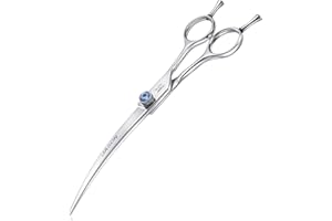 JASON 7 Zoll gebogene Hundeschere Profi Fellschere für Hunde Katzen Fellpflegschere aus japanischem 440C-Edelstahl