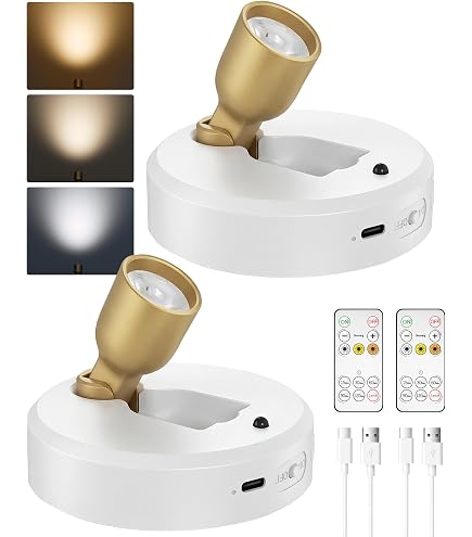 LED Akku Spot 5000mAh – Kabellose Wandleuchte Mit 350° Drehung, 3 Farben & Dimmfunktion (Fernbedienung, Timer)