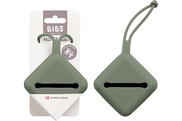 Boîte pour sucettes de BIBS, avec sangle, pour ranger et transporter les sucettes, peut contenir jusqu’à trois sucettes, sans bisphénol A, fabriqué au Danemark.. Pine