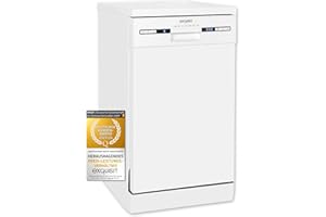 Exquisit Geschirrspüler GSP9309-030E weiss | Geschirrspüler 45 cm unterbaufähig und freistehend | 9 Maßgedecke | LED | Spülmaschine 45 cm freistehend