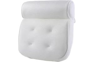 WNXBFO Bath Pillows For Head And Neck, Waterproof Bath Cushion With 6 Suction Cups, Non-Slip Bathtub Pillow For Comfortable Soaking, Comfortable Spa Bath Pillow For Bathtub,33 X 30 X 8.5 Cm, White
