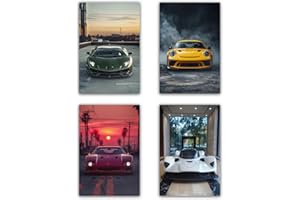 NebulaNova Hypercar Poster Superauto Impressions sur Toile Décoration Murale Automobile Moderne Course Auto Art Mural pour Garçons Maison Chambre Bureau Dortoir Décoration de Chambre (4 Pièces 20x30cm