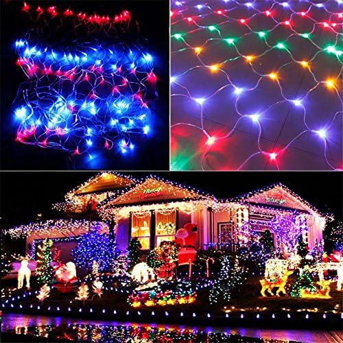 Xmas Candy Christmas Net Mesh Fairy String Light 6*4 Meter 672 LED Waterproof Indoor Outdoor Business Family Garden Halloween Party Wedding decoration.( 8 Modes,colorful?