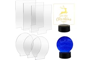 XUHN Láminas de Acrílico Transparente de Plexiglás 6 Piezas 2mm Hojas De Acrílico Plástico Redondo y Cuadrado para Base LED, Señales, Manualidades, Exhibición Bricolaje