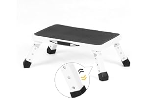 EPROSMIN 3 Levels Adjustable Folding Step Stool, Heavy Duty Small Foldable Stepping Stool with handle, Idea for Bathroom, Kitchen, Garage, Caravan and Foot Stool Desk Office Work