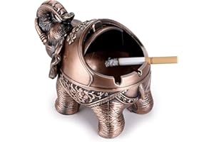BSTKEY Windfester Vintage-Aschenbecher mit Deckel – Elefanten-Form, Tisch-Aschenbecher, für drinnen und draußen, Retro, für Zuhause, Büro, Dekoration Rotbronze