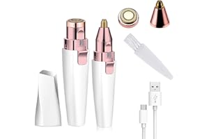 MEITREND Facial Hair Remover Women, Rechargeable 2-1 Eyebrow Trimmer Razor Portable Painless Electric Lady Shaver for Body Face Beard Eyebrows Ear Nose Lips Chin Female Hair Removal