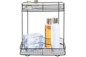 iDesign Vienna Wire, 2-Tier Metal Shelves for Bedrooms, Bathroom Storage Unit for Cosmetics, Matte Black, Steel, One Size