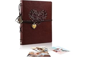 EUBSWA album fotograficzny w stylu vintage, skórzany album 27 x 20,5 cm, 60 stron, album do scrapbookingu, na 420 zdjęć, księga gości weselnych, prezent dla przyjaciela (duży)