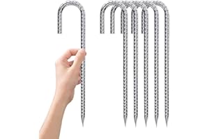 WAIMDIKUL Erdanker-Bodenanker-30cm, Zeltheringe Verzinkt J-förmige Heringe ErdnäGel Stabil Bodenanker Trampolin Zelt Metall Haken für Camping Die Sicherung Von Zaun Zelten Gartenarbeit Usw 6pcs