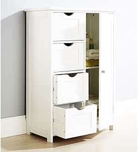 Colonna Bagno VOUNOT® - Armadio Salvaspazio 180cm, 2 Ante, Cassetto, Bianco - Per Piccoli Bagni - Foto 7