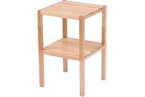 Kingwudo® Solid Wood Birch Shelf 2-tier 3-tier 4-tier 5-tier Shelf Unit Bookcase Bookracks Standing Floor Shelf Storage Shelf Organizer for Living Room Kitchen Bathroom (2-tier Shelf Unit)