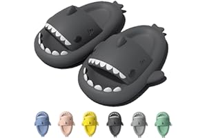 IDEINER Kapcie Rekin Kobiety Mężczyźni Chmura Rekiny Wygodne Slippers Antypoślizgowa Pantofle do użytku wewnątrz i na zewnątrz Gumowe Cloud Shark Slides Unisex Dorośli Czarny Szary Rozmiar EU 46/47