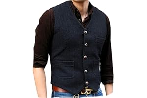 Solovedress Gilet de costume vintage classique en laine pour homme, coupe droite, gilet de costume pour mariage