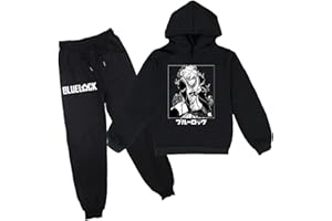 acsewater Enfants Anime Blue Lock Hoodie Pantalon Survêtements Isagi Yoichi Sweat À Manches Longues Taille Élastique Pantalon De Jogging 2 pcs/Ensemble