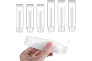 Oruola 6 Stück Reiseflaschen Set Transparent,Kunststoff Travel Bottles 50 ml 30ml,Nachfüllbar Tragbare Auslaufsichere Tuben,Kleine Quetschflaschen für Shampoo,Lotion,Spülung,Duschgel