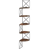 VASAGLE Scaffale Angolare a Parete con 5 Ripiani, Libreria Angolare, Mensole da Muro ad Angolo, Montaggio Facile, per Camera 