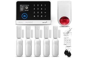 HUXGO® HXA003 Antifurto casa wireless WiFi + GSM con radio Sirena | Kit allarme casa senza fili: 5x rilevatori di movimento, 5x sensori di allarme per finestre/porte | Per Casa, Appartamento