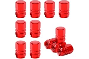 Tadipri 12 Piezas De Tapas De Válvulas De Neumático,Tapa De Válvula De Aluminio,Tapones De Válvula De Coche,para La Rueda del Coche, Moto, Atineta, Remolque Y Bicicleta(Rojo)