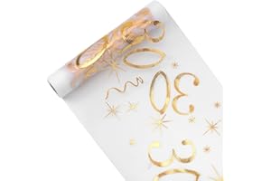MORLUKS Tischläufer 30 Geburtstag, Tischdeko Geburtstag 28 cm x 10 m, Tischläufer Gold Rolle, Deko 30. Geburtstag Frau Mann, Tischdecke Tischband für Geburtstag Jahrestag Feier Party