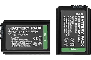 Camulti NP-FW50 7.2V 1500mAh Lot de 2 batteries lithium-ion rechargeables compatibles avec Sony Alpha A7 A7R A3000 NEX-7 NEX-6 NEX-5N/5R/5 NEX-F3 NEX-3N/C3/3 Cyber-Shot DSC-RX10 SLT A55 A37 A35 A333