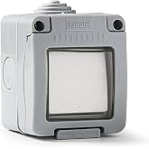 FAMATEL Switch + Switch | Recessed Socket | Garden Series | IP55 | Child Protection | Waterproof | Easy to Install | Grey