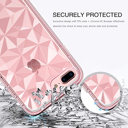 BENTOBEN Funda iPhone 8 Plus  Funda iPhone 7 Plus  Carcasa Case Cover Transparente Choque Absorcin TPU Antichoque Antigolpes Funda para iPhone 8 Plus iPhone 7 Plus - Rosa Oro
