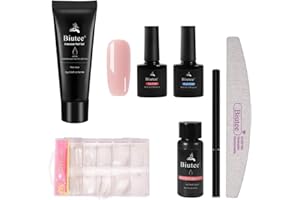 SEISSO Gel Nails Set, Kit de Gel de Extensión de Uñas, 1 Nail Gel para Extensión, 1 Base Coat y Top Coat , Nail Mold Pieces Nail File Crystal Pen, con Extensión Accesorios DIY Nail Art