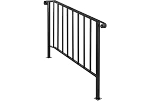 VEVOR Ringhiera Corrimano, Set Ringhiera per Scale Nero, Opaco con 3 o 4 Gradini, Ringhiera Corrimano in Ferro, Ringhiera Scale Esterne per Gradini Esterni