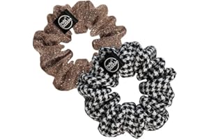 ‎INVISIBOBBLE Invisibobble Duo Scrunchie Set, Stoff Haargummi Schwarz Weiß Muster, Stoff Zopfgummi Goldglitzer für Mädchen & Damen, Limited Collection, 2 Stück
