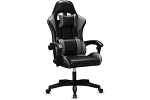 Bayt Silla de gaming ergonómica – Silla de escritorio ajustable para ordenador o portátil, silla de oficina con respaldo alto, negro/gris