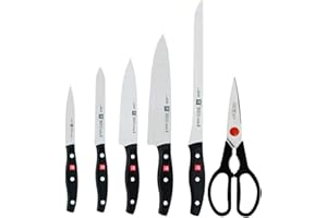 Zwilling Twin Pollux - Set de 5 Cuchillos y Tijera doméstica Multiusos, Color Negro