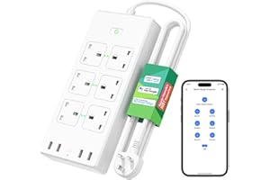 Meross Smart Power Strip with USB, 6 AC Outlets and 4 USB Ports, Alexa extension lead Compatible with Alexa, Google, SmartThings, 2.4GHz WiFi (Packaging may vary)